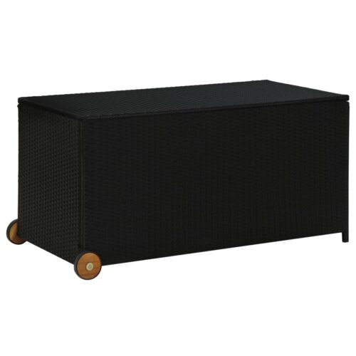 Garden Storage Box Black 120x65x61cm Poly Rattan
