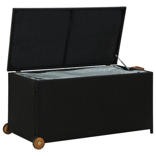 Garden Storage Box Black 120x65x61cm Poly Rattan - Image 5