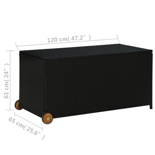 Garden Storage Box Black 120x65x61cm Poly Rattan - Image 8