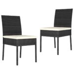 Garden Dining Chairs 2pcs Poly Rattan Black
