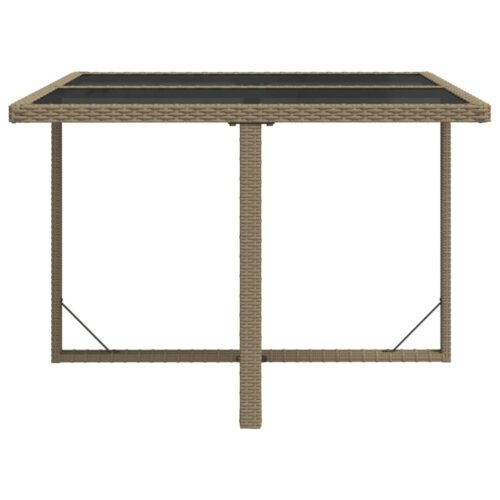 Garden Table Beige 109x107x74cm Poly Rattan Glass - Image 4