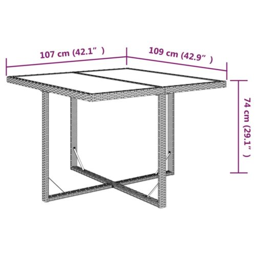 Garden Table Beige 109x107x74cm Poly Rattan Glass - Image 7