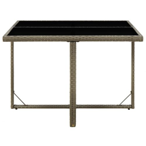 Garden Table Grey 109x107x74cm Poly Rattan Glass - Image 3