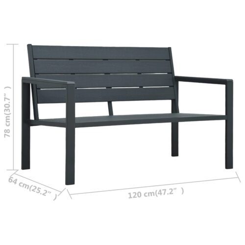 Garden Bench 120cm HDPE Grey WoodLook - Image 6