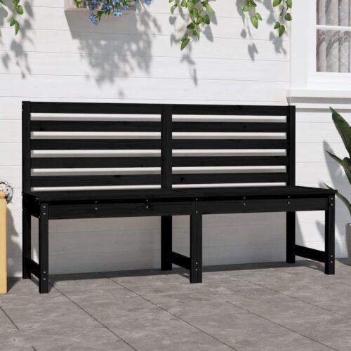 Garden Bench Black 157.5cm Solid Wood Pine - Image 2