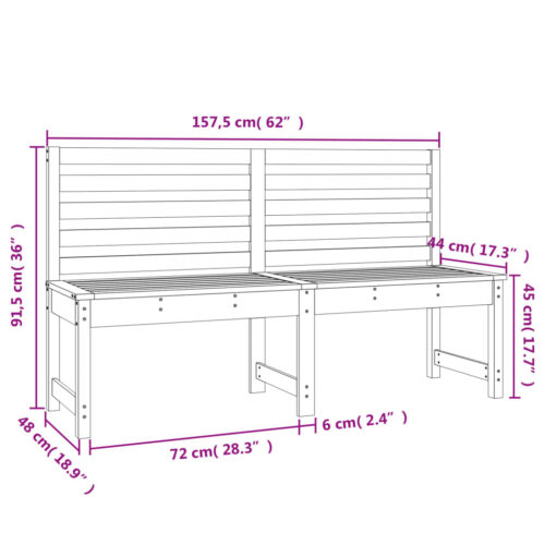 Garden Bench Black 157.5cm Solid Wood Pine - Image 7
