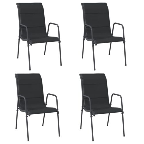 Garden Chairs 4pcs Steel Textilene Black - Image 2