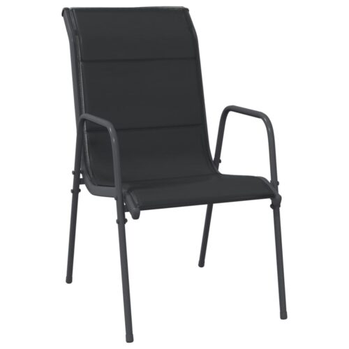Garden Chairs 4pcs Steel Textilene Black