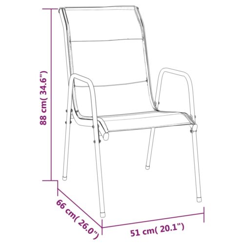 Garden Chairs 4pcs Steel Textilene Black - Image 7