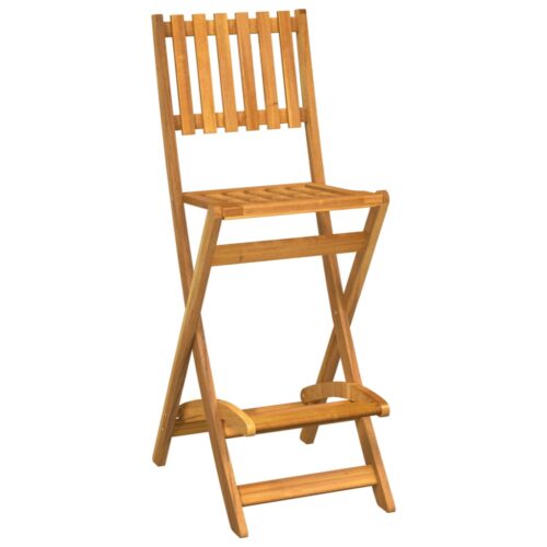 Folding Outdoor Bar Stools 2pcs Solid Wood Acacia - Image 3