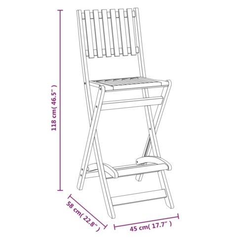 Folding Outdoor Bar Stools 2pcs Solid Wood Acacia - Image 10