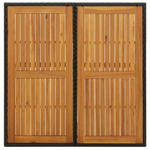 Garden Table Black 109x107x74cm Poly Rattan Solid Wood Acacia - Image 4