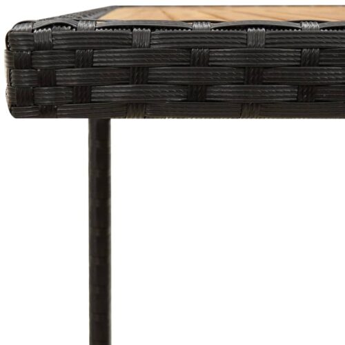 Garden Table Black 109x107x74cm Poly Rattan Solid Wood Acacia - Image 5