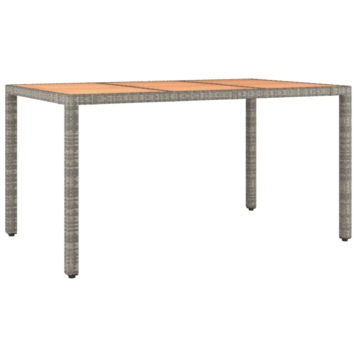 Garden Table with Wooden Top Grey Poly Rattan Solid Wood Acacia