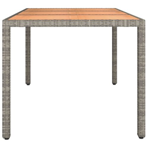 Garden Table with Wooden Top Grey Poly Rattan Solid Wood Acacia - Image 4