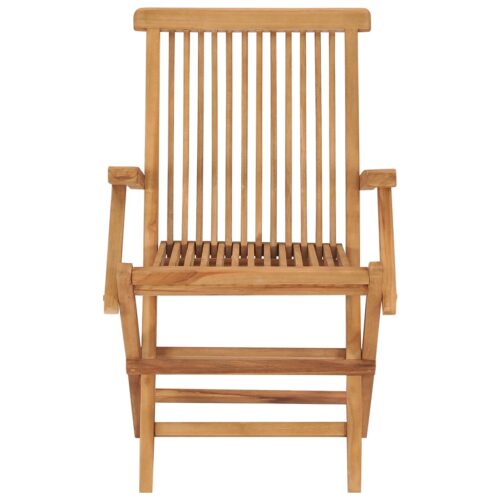 Folding Garden Chairs 2pcs Solid Teak Wood - Image 4
