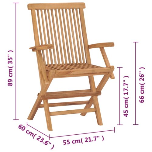 Folding Garden Chairs 2pcs Solid Teak Wood - Image 10