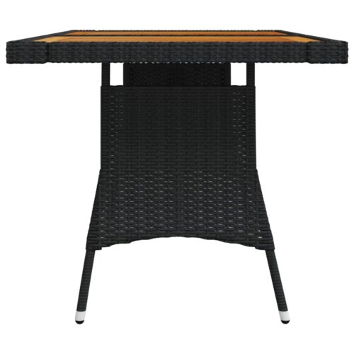 Garden Table Black 130x70x72cm Poly Rattan Solid Acacia Wood - Image 3
