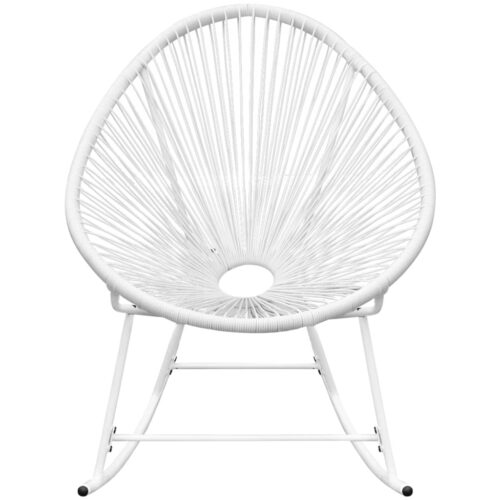 Outdoor Rocking Chair White Poly Rattan - Image 2
