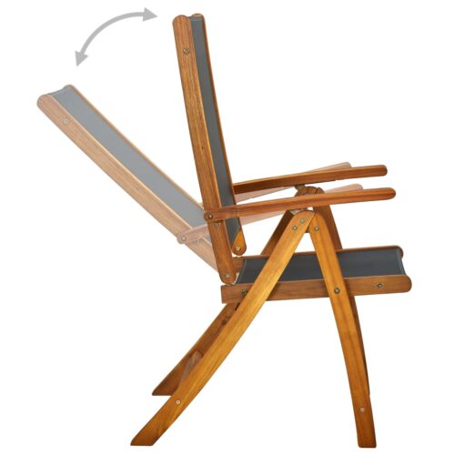Folding Garden Chairs 2pcs Solid Acacia Wood Textilene - Image 5