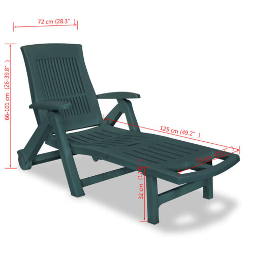 Portable Folding Outdoor Sun Lounger Garden Patio Pool Camping Beach Chair Green - Image 8