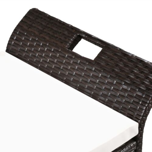 Storage Bench with Cushion 138cm Poly Rattan Brown - Image 3