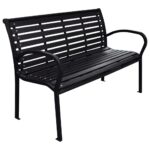 Garden Bench Black 116cm Steel WPC