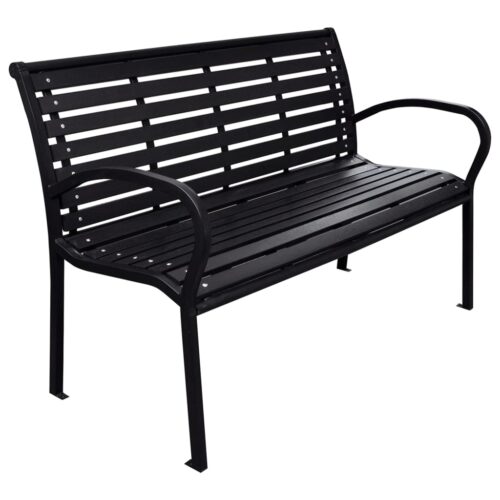 Garden Bench Black 116cm Steel WPC