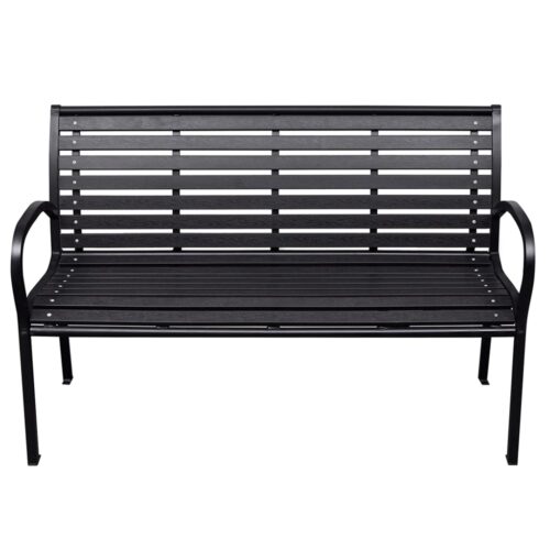 Garden Bench Black 116cm Steel WPC - Image 2