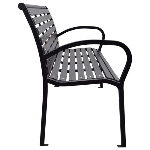 Garden Bench Black 116cm Steel WPC - Image 3