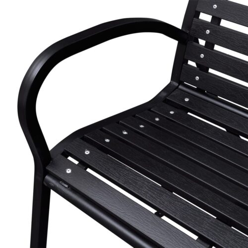 Garden Bench Black 116cm Steel WPC - Image 4