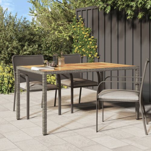 Garden Table 150x90x75cm Poly Rattan Acacia Wood Grey - Image 7