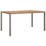 Garden Table 150x90x75cm Poly Rattan Acacia Wood Grey