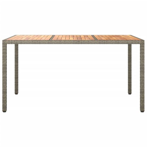 Garden Table 150x90x75cm Poly Rattan Acacia Wood Grey - Image 3