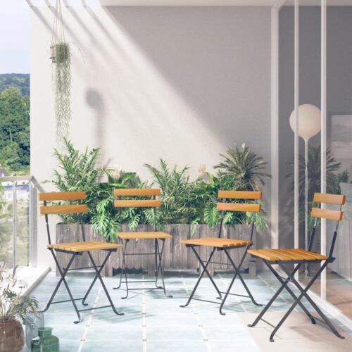 Folding Bistro Chair 4pcs Solid Acacia Wood - Image 11