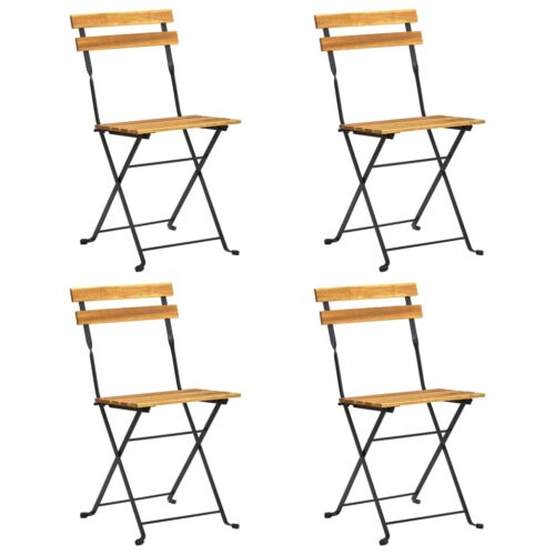Folding Bistro Chair 4pcs Solid Acacia Wood - Image 2