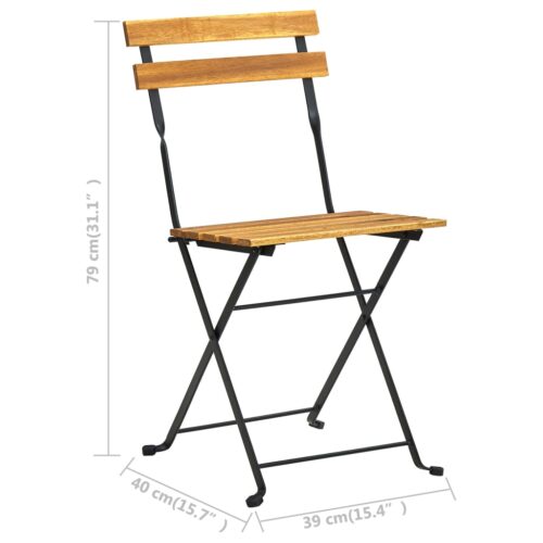 Folding Bistro Chair 4pcs Solid Acacia Wood - Image 10