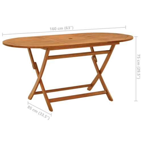 Folding Garden Table 160x85x75cm Solid Eucalyptus Wood - Image 6