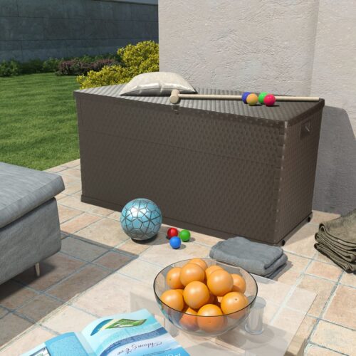 Garden Storage Box Brown 120x56x63cm PP Rattan - Image 2