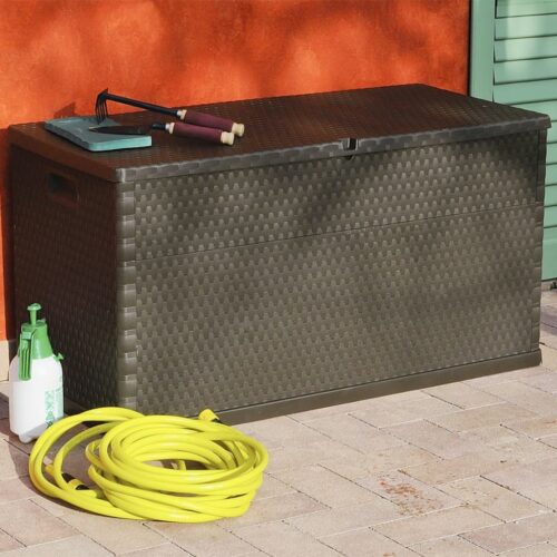 Garden Storage Box Brown 120x56x63cm PP Rattan - Image 3