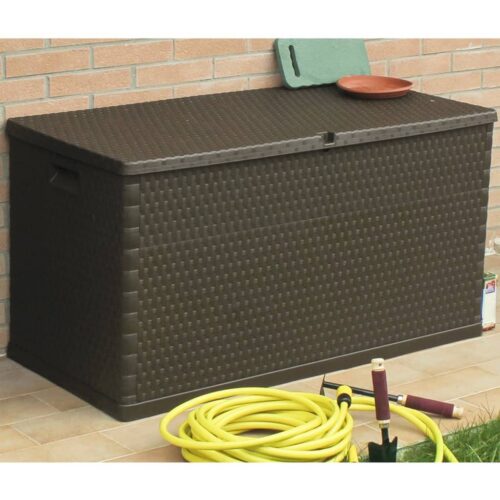 Garden Storage Box Brown 120x56x63cm PP Rattan - Image 6
