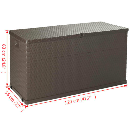 Garden Storage Box Brown 120x56x63cm PP Rattan - Image 11