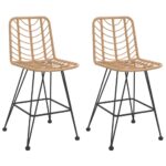 Bar Stools 2pcs 45x56x103.5cm PE Rattan Steel