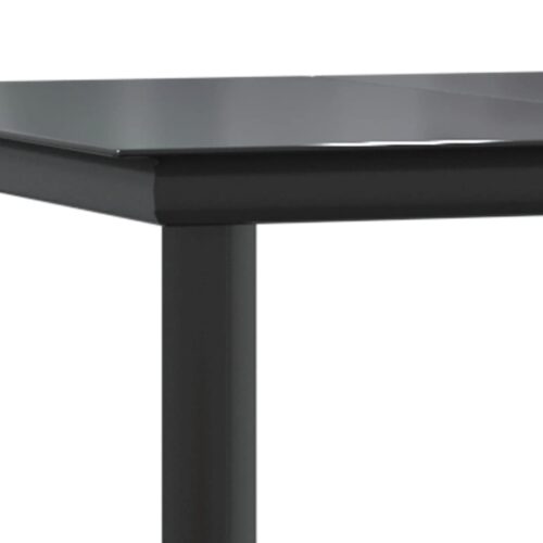 Garden Dining Table Black 160x80x74cm Steel Tempered Glass - Image 6