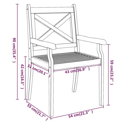 Outdoor Dining Chairs 2pcs Solid Wood Acacia - Image 8