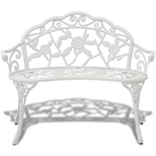 Garden Bench 100cm Cast Aluminium White - Image 2
