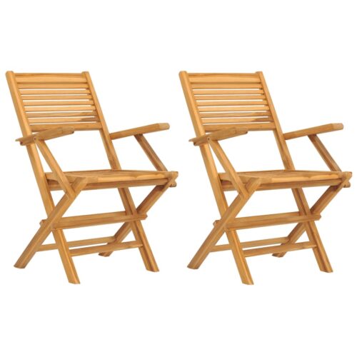 Folding Garden Chairs 2pcs 55x62x90cm Solid Wood Teak - Image 2