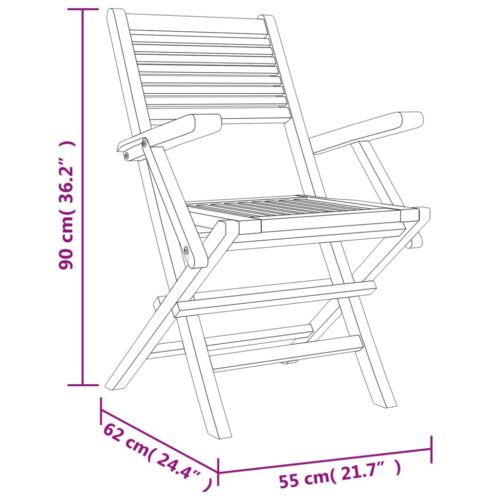 Folding Garden Chairs 2pcs 55x62x90cm Solid Wood Teak - Image 8