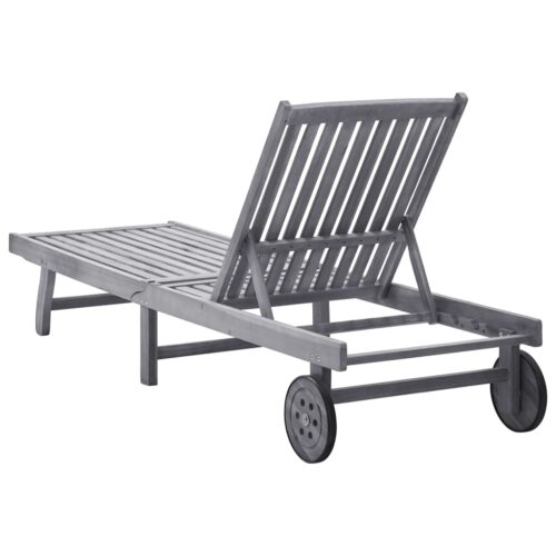 Sun Lounger Solid Acacia Wood - Image 4