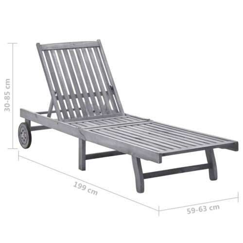 Sun Lounger Solid Acacia Wood - Image 8